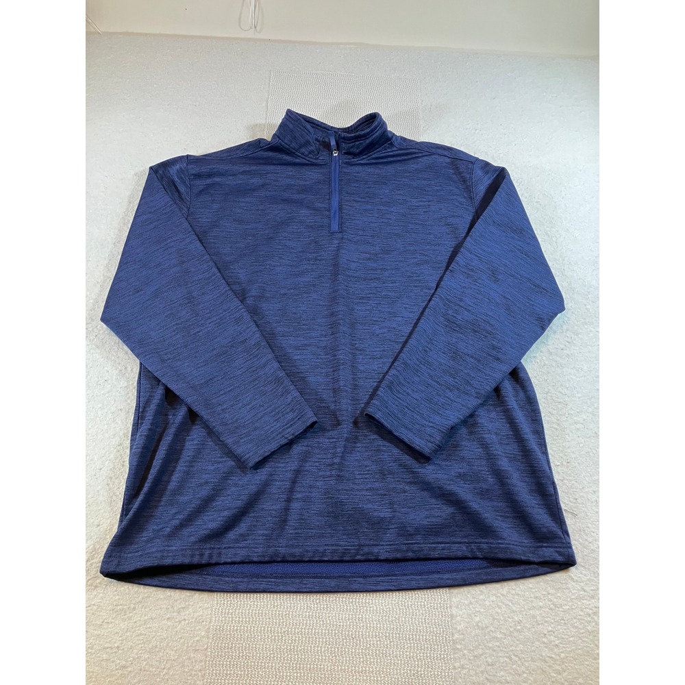Blue Mountain Quarter Zip Pullover Sweatshirt Mens XL Navy Blue Space Dye Active